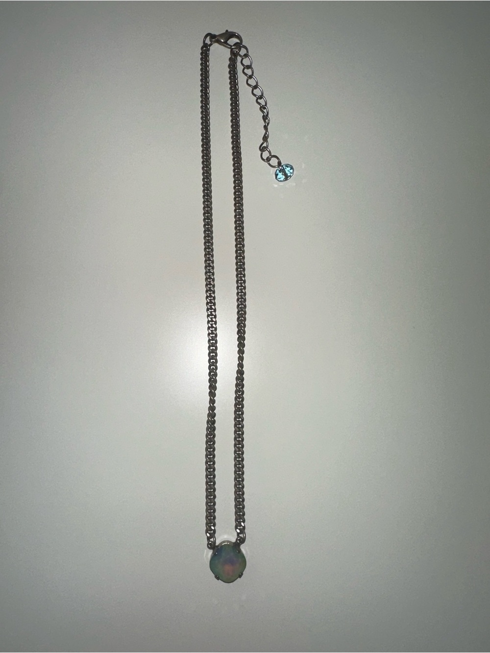 Sabika Inspired Silver-Tone Necklace with Opalescent Stone